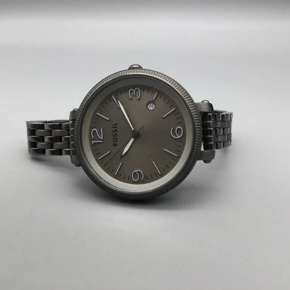 Fossil Heather Women Watch 42mm Silver Tone ES3137 Gray Dial New Battery 6.25" - Picture 5 of 13